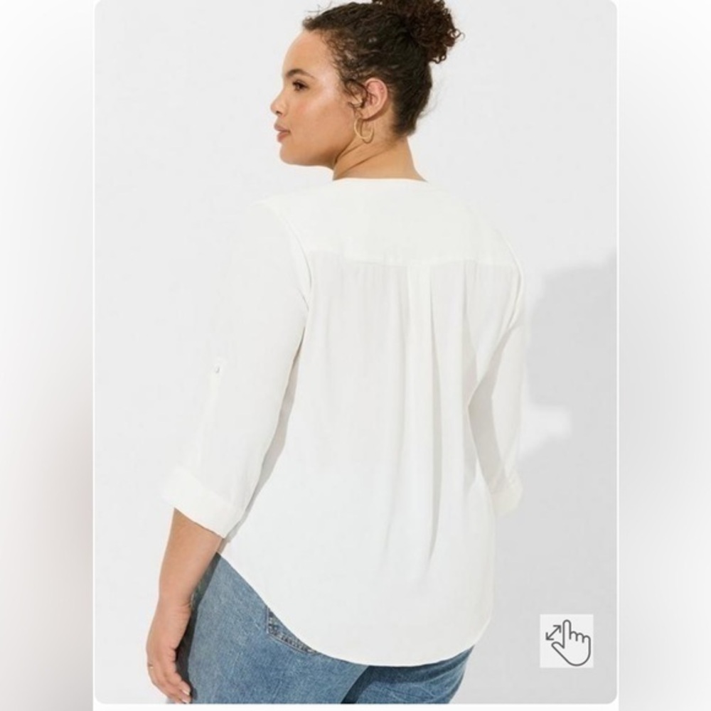 Torrid | Semi Sheer White Chiffon Blouse - Picture 3 of 15